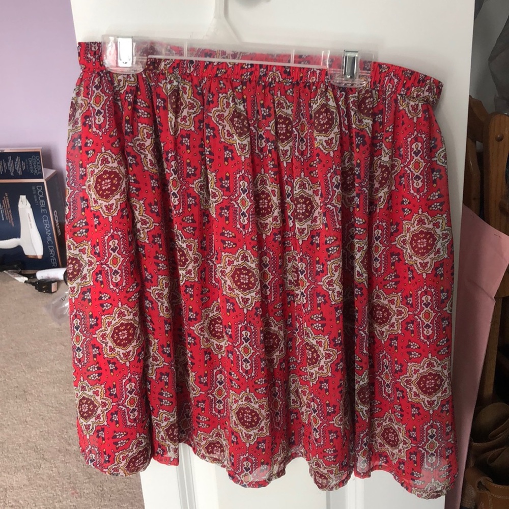 Red Patterned Skirt